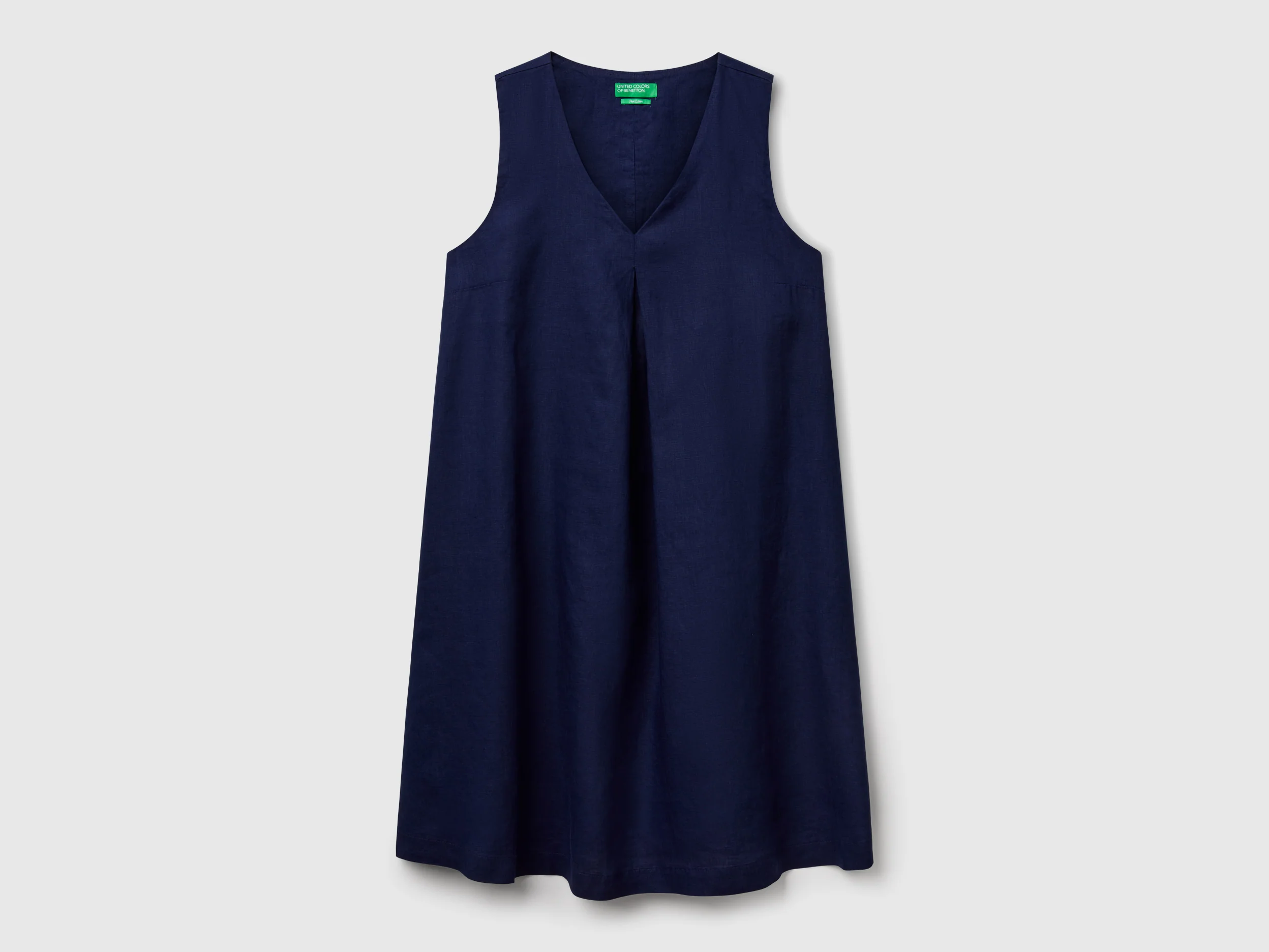 Vestito smanicato in puro lino