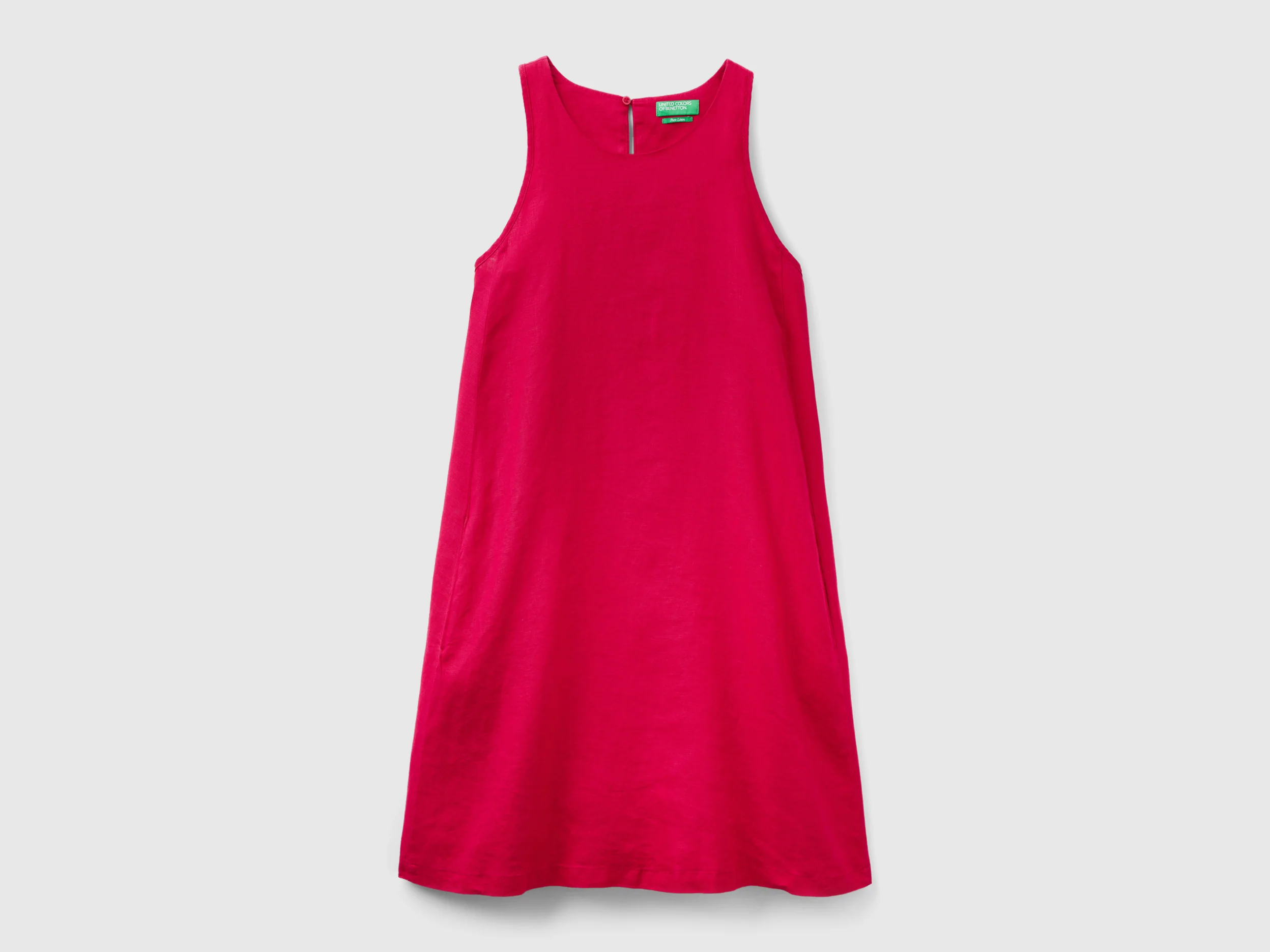 Vestito smanicato in puro lino
