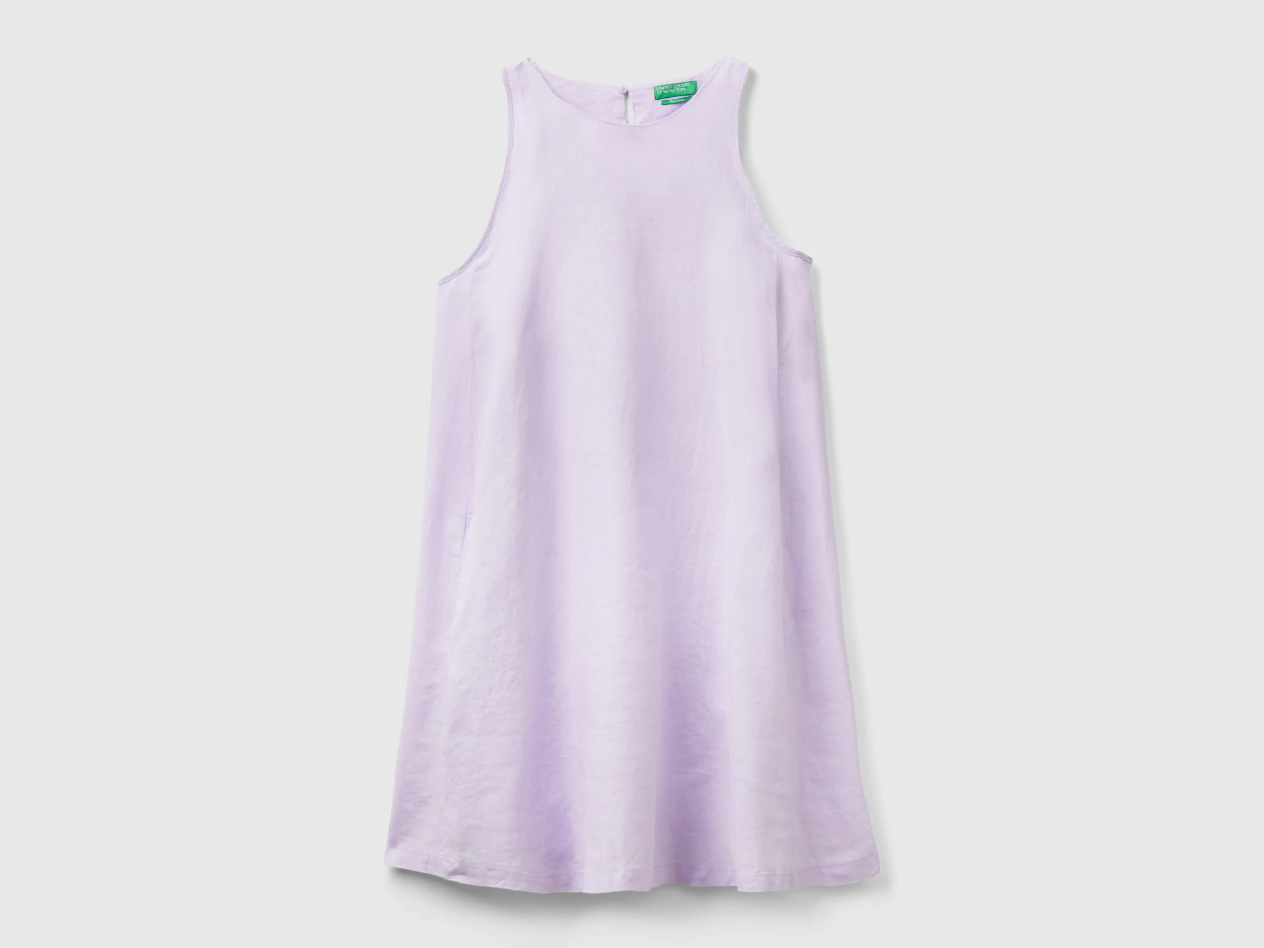 Vestito smanicato in puro lino