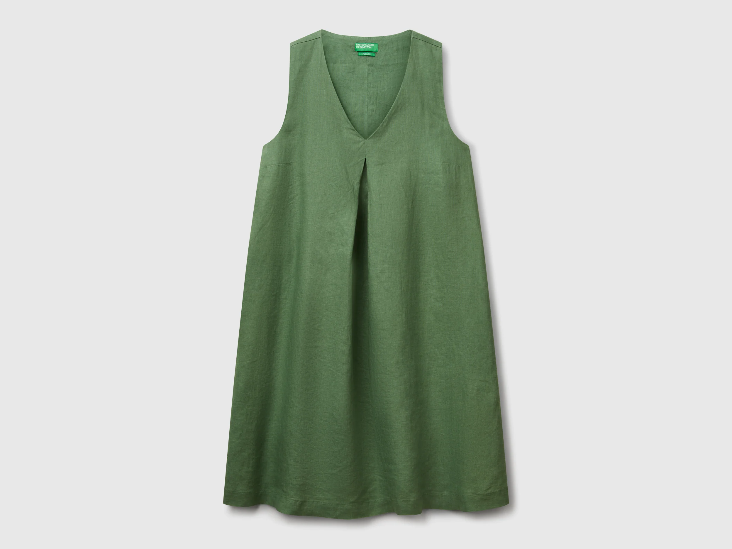 Vestito smanicato in puro lino